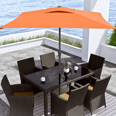 CorLiving 9' Outdoor Square Tilting Patio Umbrella, Orange, large
