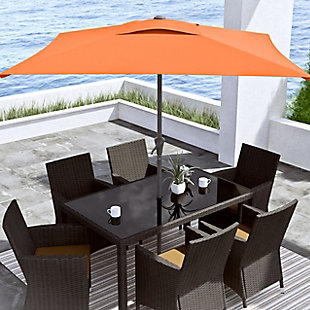 CorLiving 9' Outdoor Square Tilting Patio Umbrella, Orange, rollover