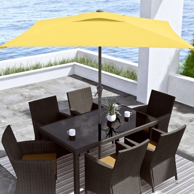 CorLiving 9' Outdoor Square Tilting Patio Umbrella, Yellow, large