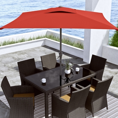 CorLiving 9' Outdoor Square Tilting Patio Umbrella, Red, large