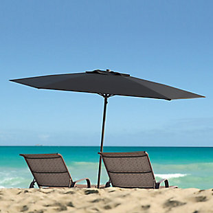 CorLiving 7.5' Outdoor UV and Wind Resistant Beach/Patio Umbrella, Black, rollover