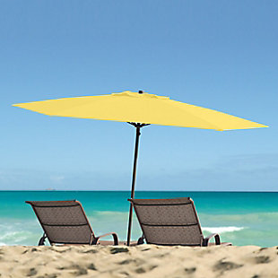 CorLiving 7.5' Outdoor UV and Wind Resistant Beach/Patio Umbrella, Yellow, rollover