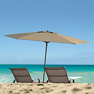CorLiving 7.5' Outdoor UV and Wind Resistant Beach/Patio Umbrella, Brown, rollover