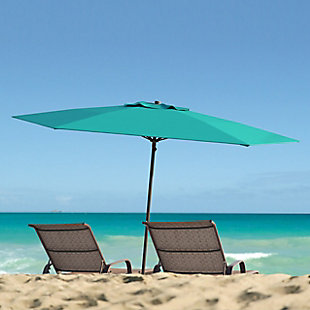 CorLiving 7.5' Outdoor UV and Wind Resistant Beach/Patio Umbrella, Blue, rollover