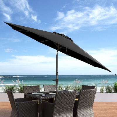 CorLiving 10' Outdoor Tilting Patio Umbrella, Black, large