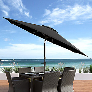 CorLiving 10' Outdoor Tilting Patio Umbrella, Black, rollover