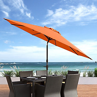 CorLiving 10' Outdoor Tilting Patio Umbrella, Orange, rollover