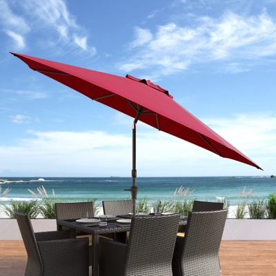 CorLiving 10' Outdoor Tilting Patio Umbrella, Burgundy, large