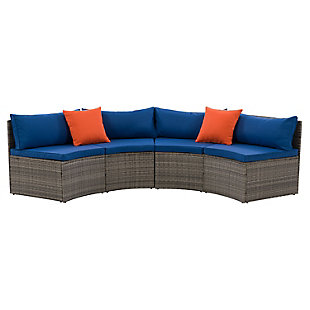 Parksville Outdoor Patio Sectional Bench Set with Cushion, , large