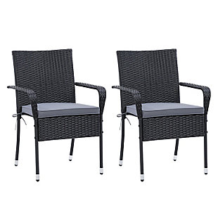 Parksville Outdoor Patio Stackable Dining Chair with Cushion (Set of 2), , large
