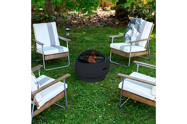 Asher loves bringing family and friends together around the fire (don't forget the marshmallows). The Asher fire pit by Novogratz is the focal point of any outdoor space with its curved shape and welcoming warmth.Outdoor fire pit is perfect for entertaining or sharing time with loved ones | Spend a night by the fire or cook up a savory meal | Built from durable, weather-resistant ceramic material in dark gray | Assembly required