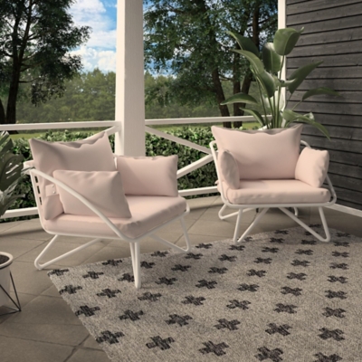 Novogratz Poolside Gossip Collection Teddi 2-Piece Outdoor Lounge Chair Set, Rosewater, large