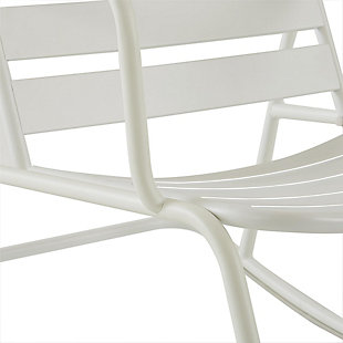 Roberta loves listening to classic rock while sipping whiskey sours (don't forget the extra cherries). You won't find a cooler rocking chair than the Roberta indoor/outdoor chair by Novogratz, with its bold color, curvy silhouette and smooth moves. Made of durable, weather-resistant steel with a white powdercoat finish | Assembly required
