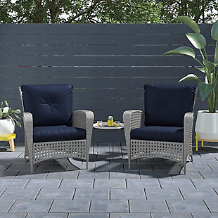 COSCO Outdoor Living Lakewood Ranch Steel Woven Wicker Lounge Chair with Cushion (Set of 2), , rollover