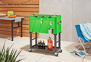TRINITY Outdoor 80 Quart Foosball Cooler Detachable Tub with Cover, Electric Green, rollover