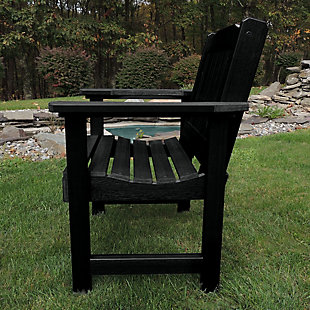 Welcome to highwood®. Welcome to relaxation. We are proud to offer the wood-replacement material of choice, as used in America’s st theme parks, coastal resorts and hot-tub cabinets…now available for your own backyard. Relax and wind down in the garden. This patio chair has all the classic and elegant design elements that the Lehigh Collection is known for. Its charming design and finishes add sophistication and style to any outdoor space. With a contoured seat and a classically designed back, you will enjoy spending time in the garden with family and friends. The proprietary Highwood high-grade poly lumber used in this product offers the most realistic look of natural wood WITHOUT the headaches of maintaining or replacing every few seasons. Simply wash your highwood® furniture to remove any dirt or grime. Explore the entire line of highwood® products to coordinate other beautiful, durable products that will make your outdoor living space the envy of the neighborhood. Still not sure? Request a free product swatch so you can view the color and composition in person. This product is assembled with 304-grade stainless steel hardware and comes with the assurance of a manufacturer’s 12-year residential limited warranty. The chair has been load-tested, per ASTM 1561-03 (2008) standard for Outdoor plastic furniture, and has a 500-pound weight capacity. Some assembly is required (see assembly guide) and assembled chair dimensions are 27.1"W x 33.9"H x 25.6"D (28lbs).100% Made in the USA - backed by US warranty and support | Weatherproof - leave outside year-round. Will not crack, peel or rot when exposed to the elements | No sanding, staining or painting - yet it looks like real wood | Durable material - assembled with 304-grade stainless steel hardware | Some assembly is required - assembled chair dimensions are 27.1"W x 33.9"H x 25.6"D (28lbs)