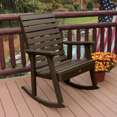 Highwood® Weatherly Outdoor Rocking Chair, Weathered Acorn, large