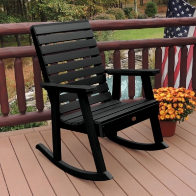 Weatherly Outdoor Rocking Chair, Outdoor Wood Rocking Chair Black