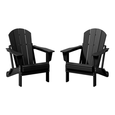 Westin Outdoor Newport Folding Poly Adirondack Chair (Set of 2), Black, large