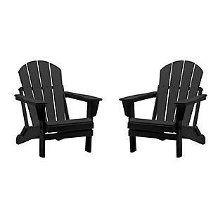 Westin Furniture Newport Folding Poly Adirondack Chair (Set of 2), Black, large