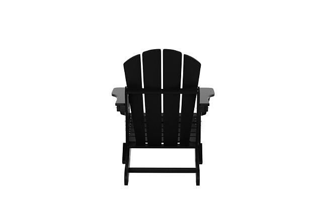 Lend a fun pop of color and style to your outdoor area with this charming Adirondack chair set. Durable recycled poly material resists splits, cracks, rot, and peeling for a lasting and attractive element you are sure to appreciate. Slatted detailing on the seats and arched backs and waterfall fronts make for more comfortable seating for you and guests to enjoy. Set of 2 Folding Adirondack Chairs | Solid, heavy duty construction for long lasting usage | Made with sturdy recycled plastic and eco-friendly materials for long lasting usage. | UV and Fade resistant for all weather conditions | Easy to clean and requires minimal maintenance. | Hardware Included