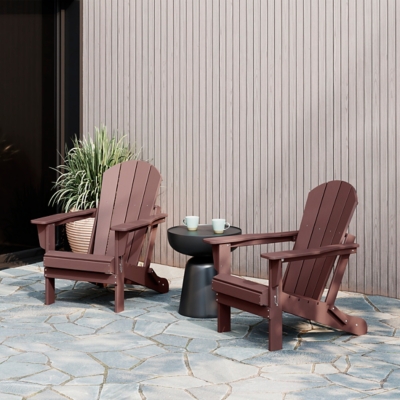 Westin Outdoor Newport Folding Adirondack Chair (set of 2), Dark Brown