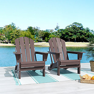 Westin Outdoor Newport Folding Poly Adirondack Chair (set Of 2), Dark Brown, rollover