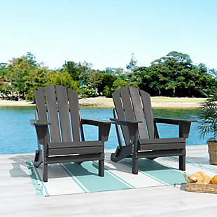 Westin Outdoor Newport Folding Poly Adirondack Chair (set Of 2), Gray, rollover