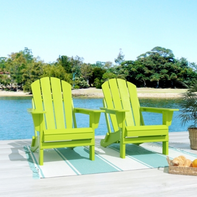 Westin Outdoor Newport Folding Poly Adirondack Chair (set Of 2), Lime, large