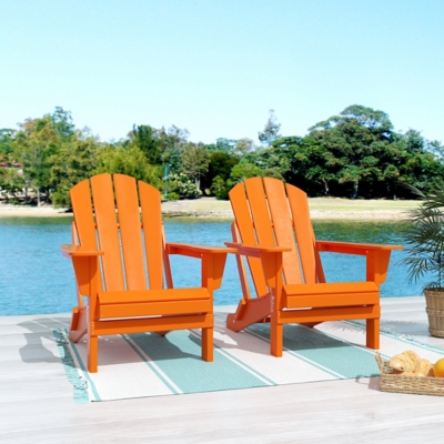 Westin Outdoor Newport Folding Poly Adirondack Chair (set Of 2), Orange, large