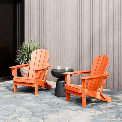 Westin Outdoor Newport Folding Poly Adirondack Chair (set Of 2), Orange, large