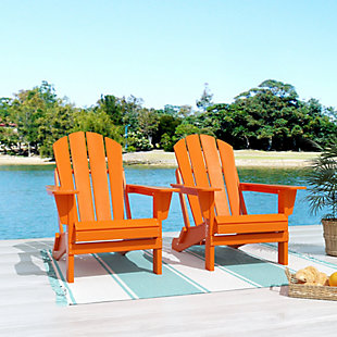 Westin Outdoor Newport Folding Poly Adirondack Chair (set Of 2), Orange, rollover