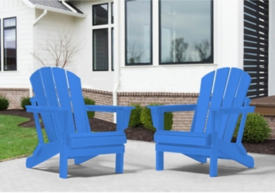 Westin Outdoor Newport Folding Poly Adirondack Chair (set Of 2), Pacific Blue, large