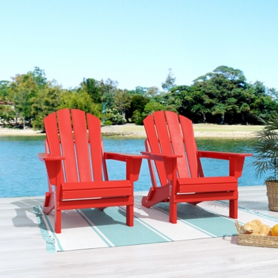 Westin Outdoor Newport Folding Poly Adirondack Chair (set Of 2), Red, large