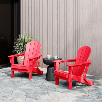 Westin Outdoor Newport Folding Poly Adirondack Chair (set Of 2), Red, large