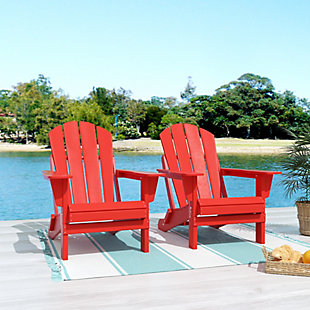 Westin Outdoor Newport Folding Poly Adirondack Chair (set Of 2), Red, rollover