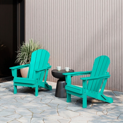 Westin Outdoor Newport Folding Poly Adirondack Chair (set Of 2), Turquoise, large