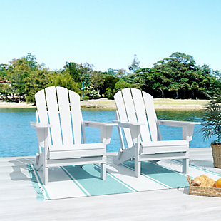 Westin Outdoor Newport Folding Poly Adirondack Chair (set Of 2), White, rollover