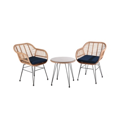 Westin Outdoor Luton 3-piece Bistro Set With Cushions, Navy Blue, large