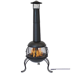 Sunnydaze 66" Outdoor Steel Wood-Burning Chiminea and Accessories, , large