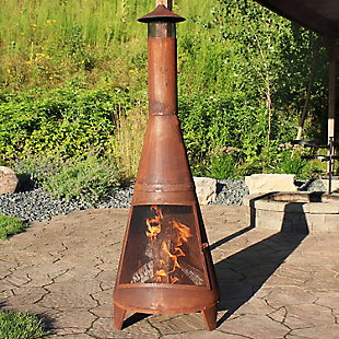 Sunnydaze 70" Outdoor Rustic Wood-Burning Chiminea Fire Pit, , rollover