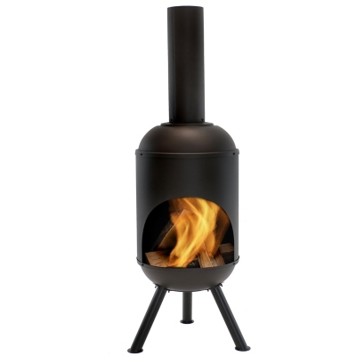 Sunnydaze 5' Outdoor Black Steel Wood-Burning Chiminea, , large