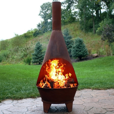Sunnydaze 6' Outdoor Rustic Chiminea Wood-Burning Fire Pit, , large