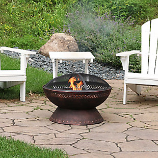 Sunnydaze 25" Outdoor Chalice Steel Fire Pit and Accessories, , rollover