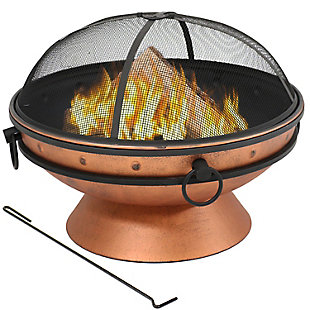 Sunnydaze 30" Outdoor Royal Cauldron Copper Fire Pit and Accessories, , large