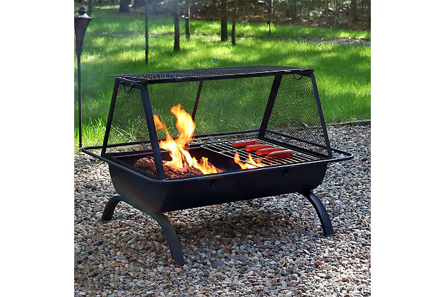 Sunnydaze 36 Outdoor Northland Grill Fire Pit And Accessories Ashley Furniture Homestore