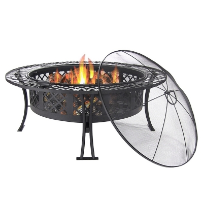 Sunnydaze 40" Outdoor Diamond Weave Fire Pit and Accessories, , large