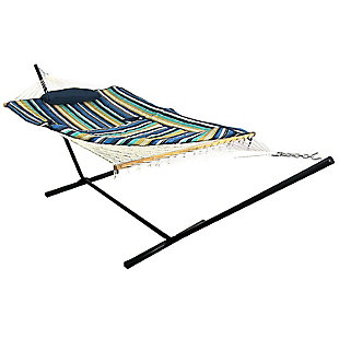 Sunnydaze Outdoor Rope Hammock with Pad, Pillow and 12' Stand, , large
