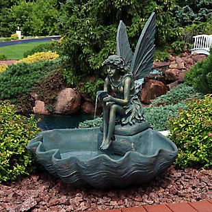 Sunnydaze 30" Outdoor Fairy Shell Water Fountain, , rollover