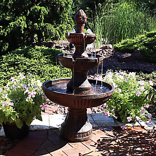 Sunnydaze 43" Outdoor Flower Blossom 3-Tier Water Fountain, , rollover